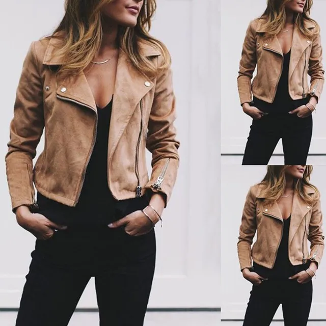 Women's short suede jacket style curvy