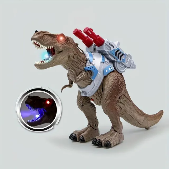 Elektronický chodící dinosaurus Tyrannosaurus Rex - světelné efekty, zvukové efekty, mlha - bez baterie