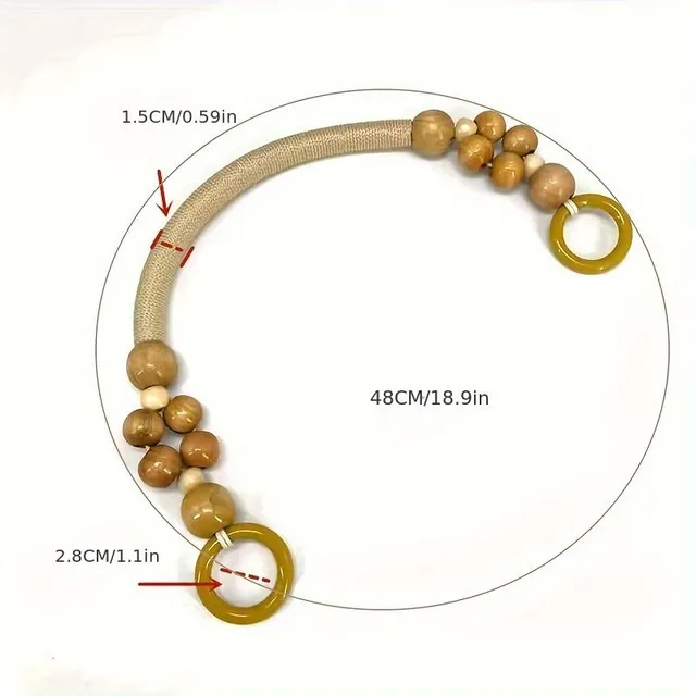 Fából készült gyöngy fül a táskához nylon zsinórral - saját horgolt táskákhoz