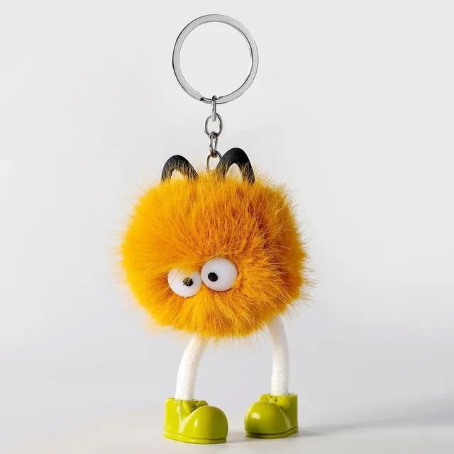 Cartoon Animal Pom Pom Keychain Cute Ply Doll Pendant On Keys Wallet Bag