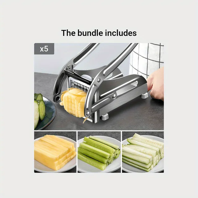 Stainless steel french fries shortcut 1 set, Multifunctional fries cutter, potatoes, vegetables, with suction heels - Resistance potato slicer