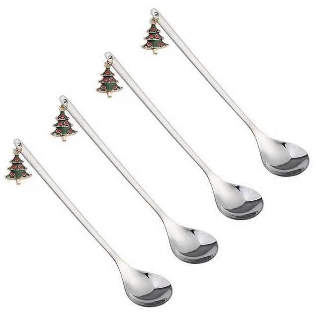 Christmas teaspoons with tree 4 pcs