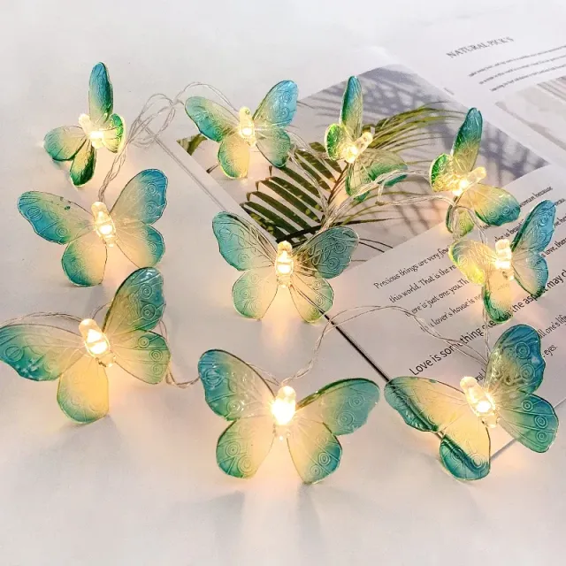 Štýlová LED žiariaca reťaz s roztomilý motýliky - nielen jarné dekorácie, viac farebných variantov