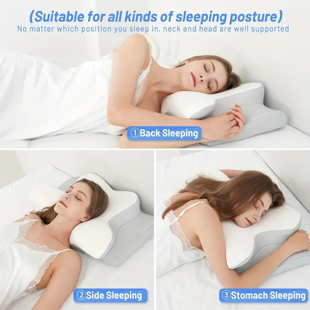 Ergonomic memory foam pillow with removable cover