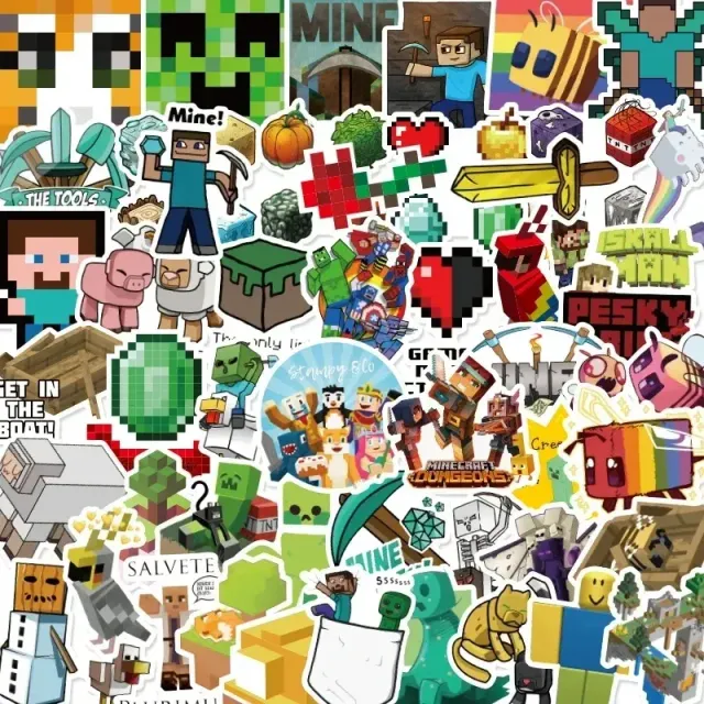 50 pcs stylish stickers with random motifs of the popular Minecraft game