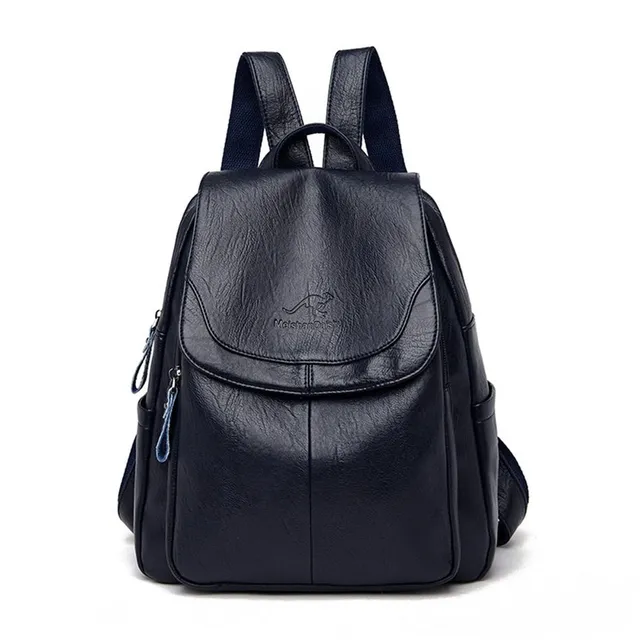 Leather soft women's simple backpack - more variants Blue