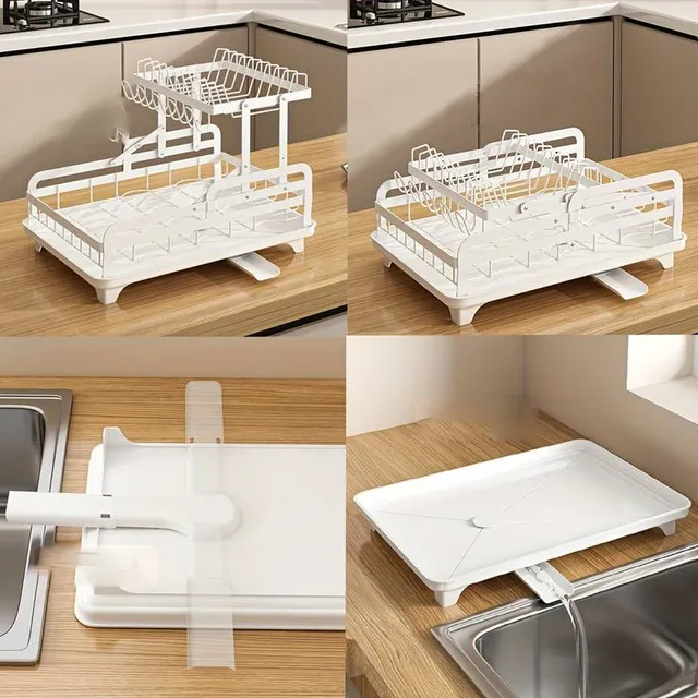 Smart dish dryer: 2 floors, drip, glass dryer and cutlery + bonus pad - Saving places and efficient drying in the kitchen