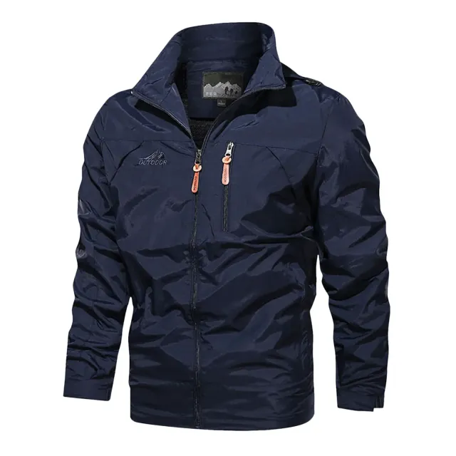 Men's stylish waterproof jacket with pockets, zipper breathable with long sleeve and hood