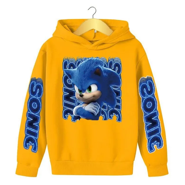 Bluză cu glugă și imprimeu Sonic pentru băieți