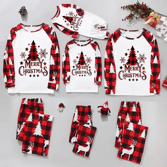 Christmas family plaid pyjamas with themed print