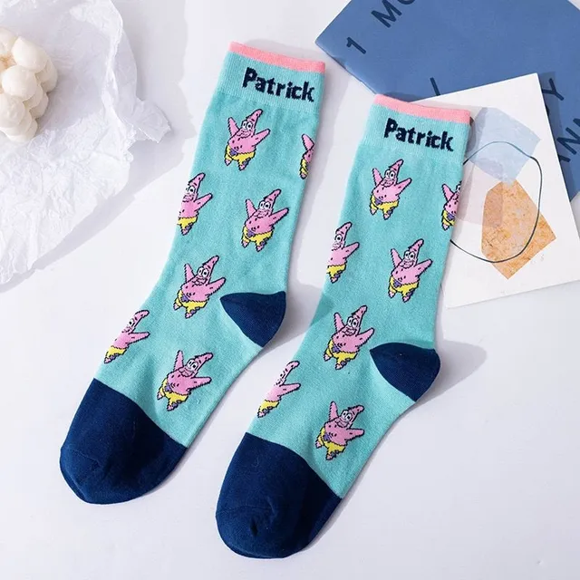 Unisex dlouhé designové ponožky s potiskem Spongeboba a jeho přátel
