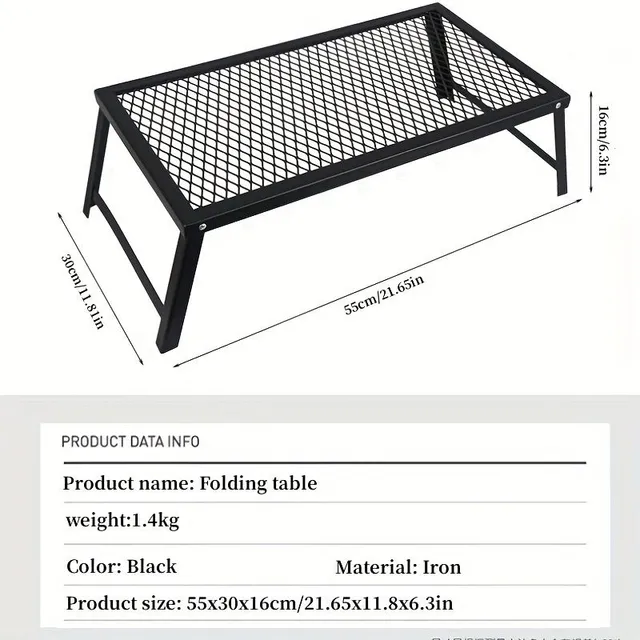 Skladací sieťový stôl pre vonkajšie kempovanie, grilovanie a outdoorové aktivity