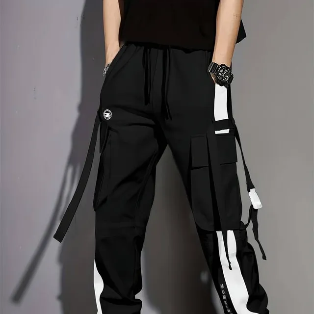 Colorful cargo pants with pockets and ribbons - ideal for casual look and everyday wearing