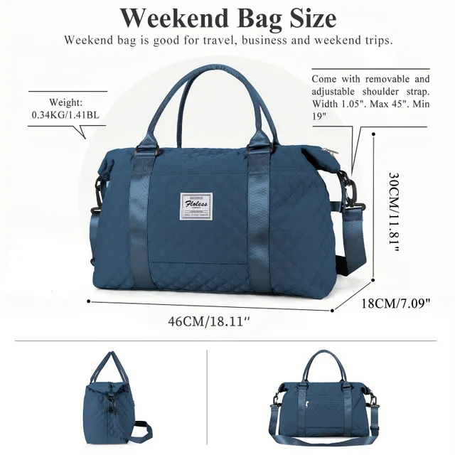 Spacious travel sports bag © Great for gym, weekends and nights © With removable strap