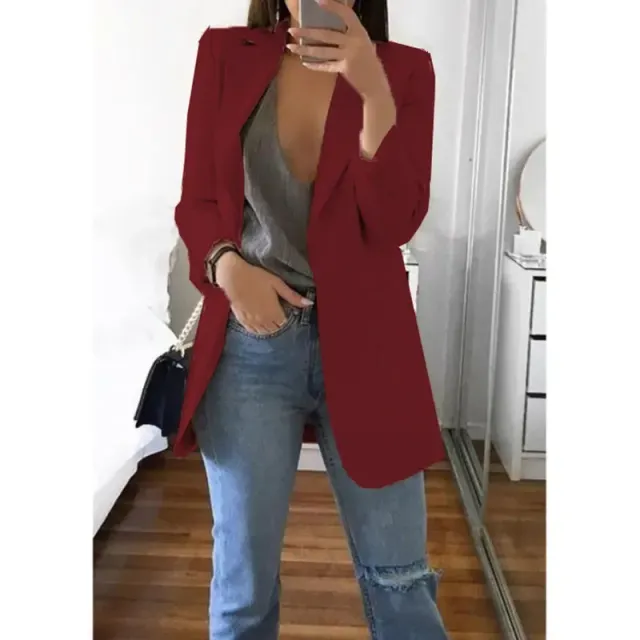 Manteau blazer oversized pour femme en une seule couleur à manches longues pour les loisirs et le bureau