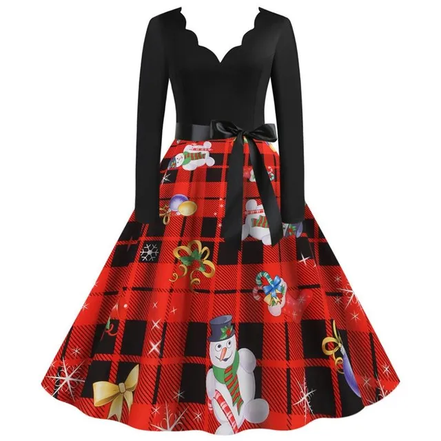 Doamnelor rochie de Crăciun cu Kailyn Neckline a016 s