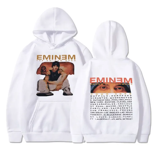 Trendy mikina s klokankou a kapucňou s potlačou slávneho rapera EMINEM