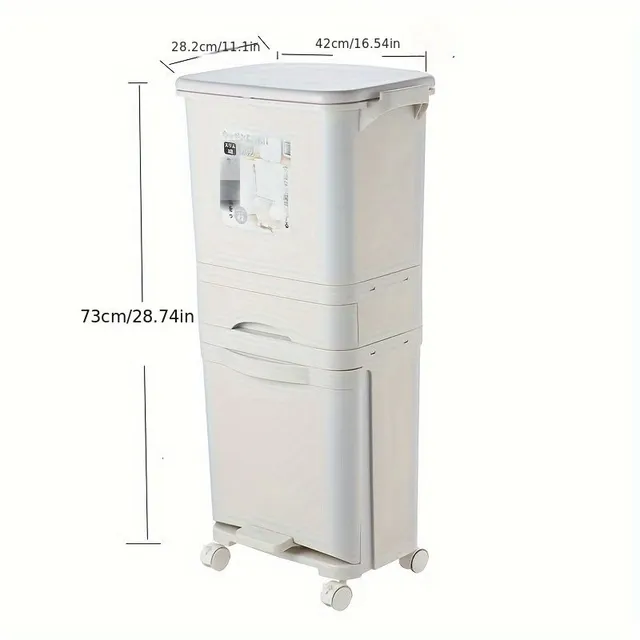 Large capacity waste basket 38 L - Distribution into dry and wet waste