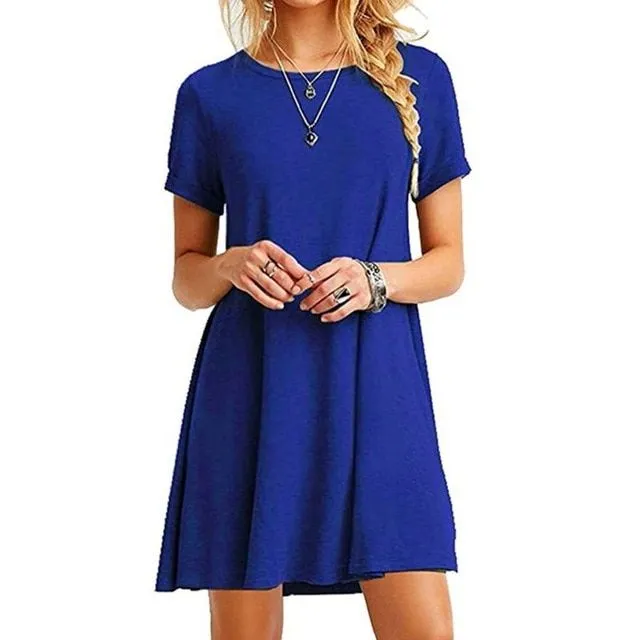 Elegant ladies dress above the knee with short sleeves