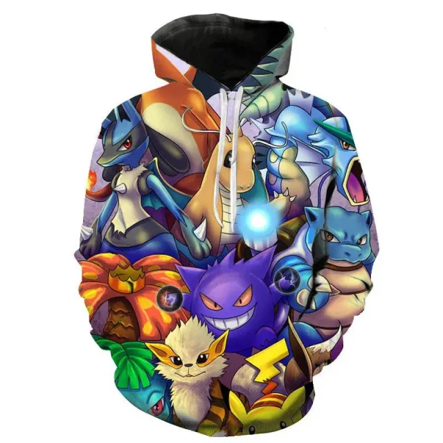 Sweat à capuche unisexe élégant avec imprimé kangourou et Pokémon Pikachu