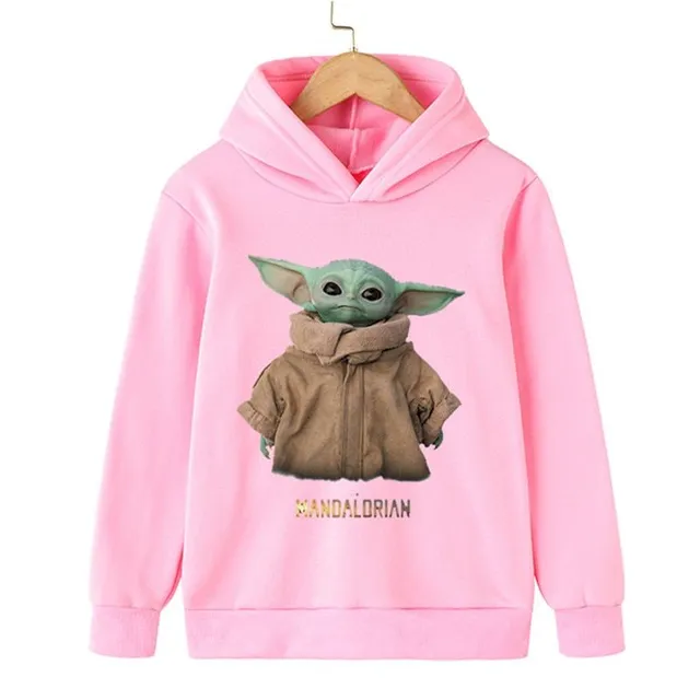 Hanorac trendy pentru copii cu glugă Baby Yoda