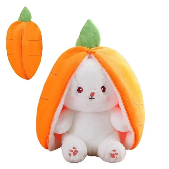 Cute teddy bunny hiding in the packaging of fruit or vegetables