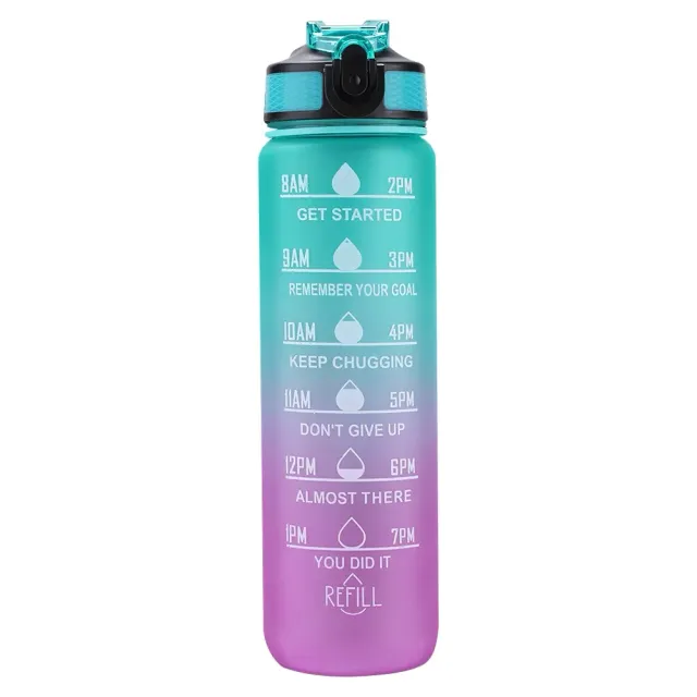 1000ml Water bottle - Motivating sports bottle with drink