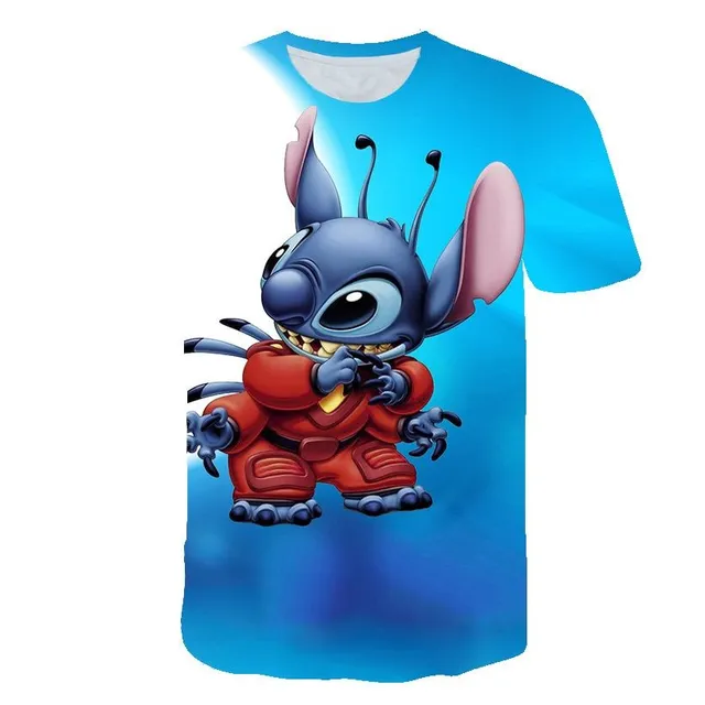 Tricou de lux pentru copii cu mâneci scurte și imprimeu cu personajul preferat Disney, Stitch Jayceon