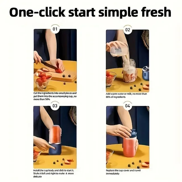 Kompaktný USB mixér so 6 čepeľami - ideálne pre smoothie, Ice Chopping a ďalšie