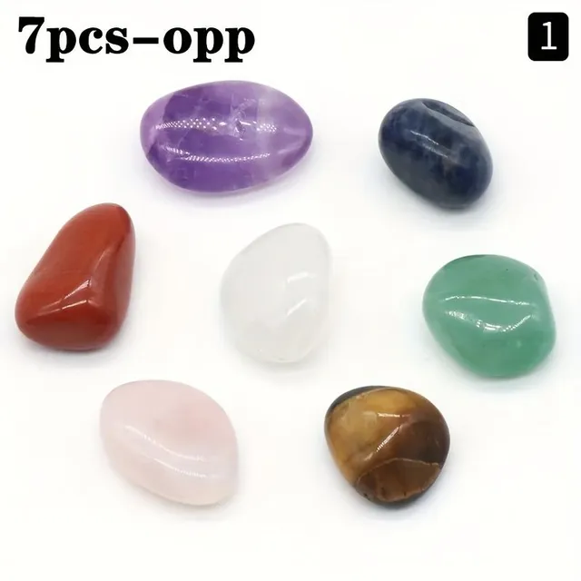 7ks Sada přírodních krystalů - Kameny 7 čaker, jógová rovnováha, dekorace z minerálů a křišťálu