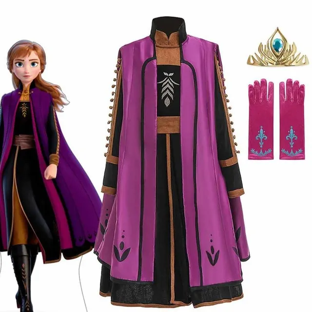 Costum de prințesă Anna - Frozen 2 pentru fetițe