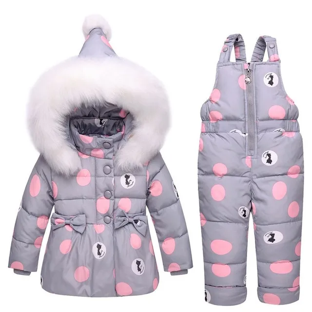 Girls winter set with polka dots - Jacket and trousers