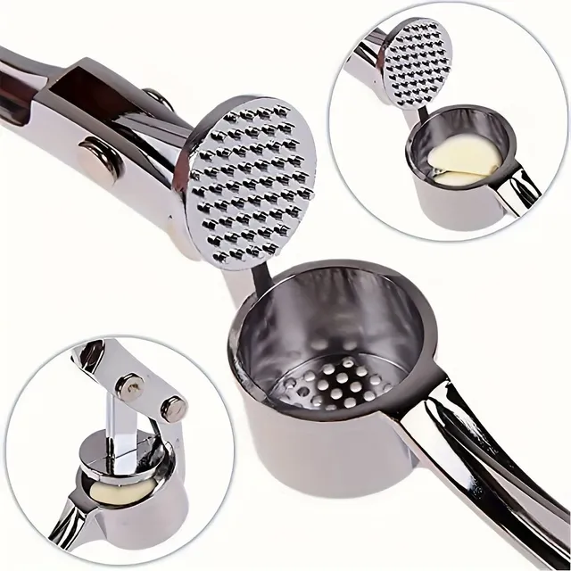 Stainless steel garlic and ginger press - practical kitchen helper for crushing and cutting