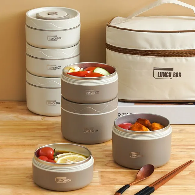 Stainless steel insulated lunch box with thermos and spoon