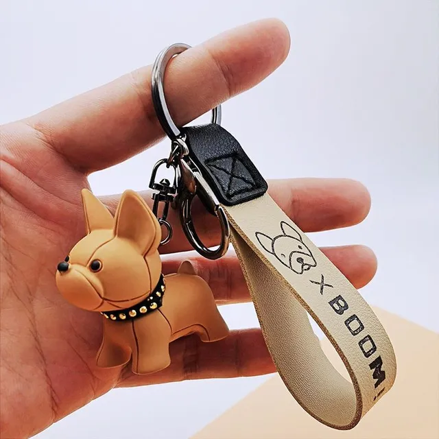 Cute keyring with French bulldog