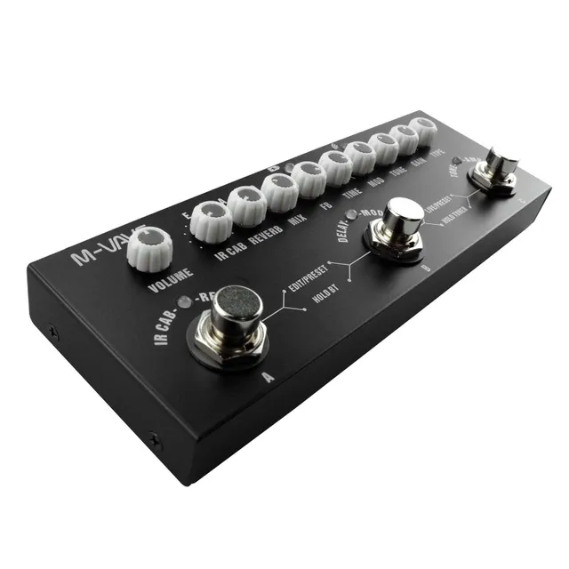 Compact multi-function guitar pedal effect with integrated amplifier