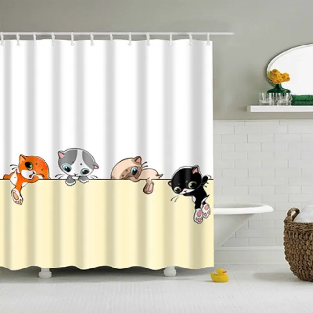 Shower curtain with cat A834