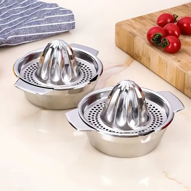 Stainless steel hand-operated citrus press