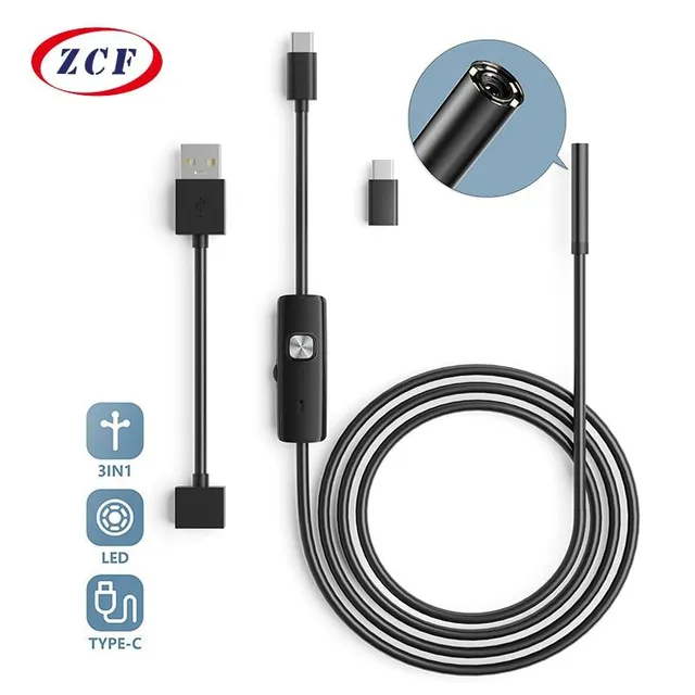 Endoscop Android de 5,5MM 7MM Mini cameră 3IN1 Micro USB Type-c Borescope Impermeabil LED Auto Inspection pentru Sumsang HUIWEI PC AN98