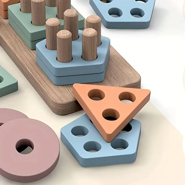 Wooden montessori toys for the smallest, sorting, folding and learning shapes