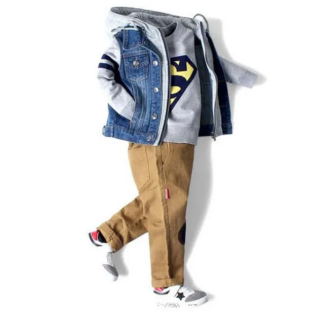 Children's denim vest with hood