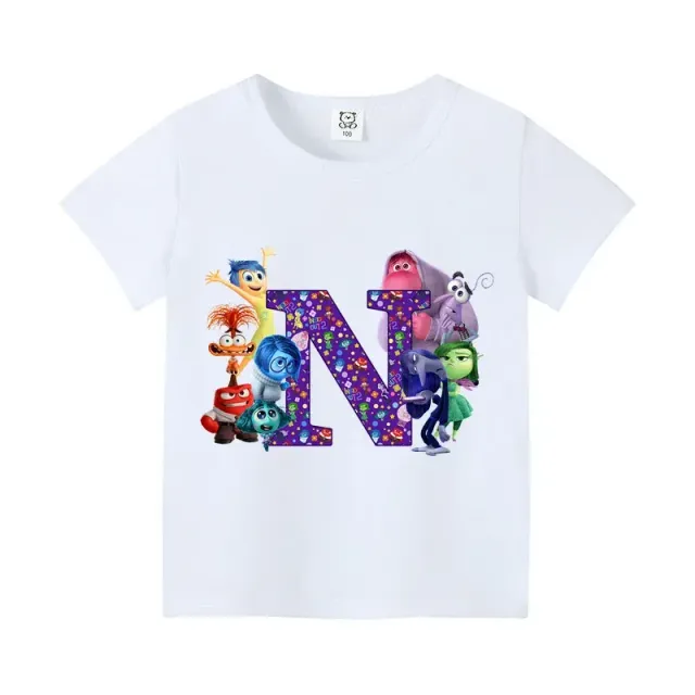 T-shirt enfant à manches courtes avec impression de lettres et personnages du film Vice-Versa 2 - Inside Out 2