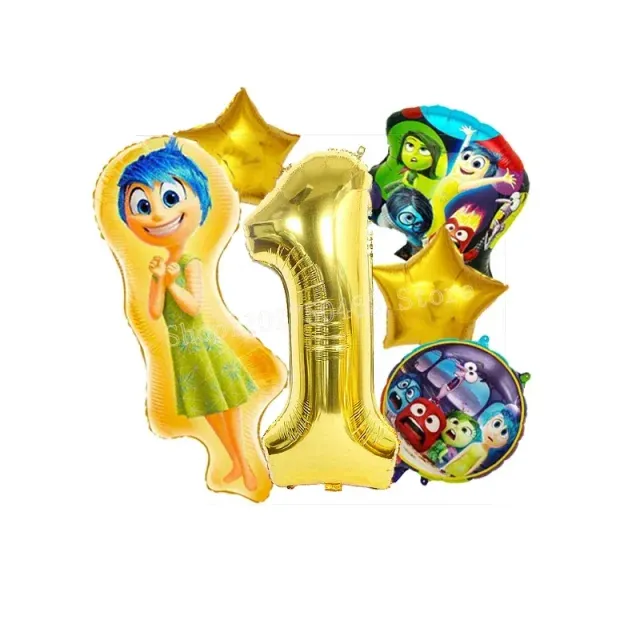 Ensemble de ballons d'anniversaire en aluminium avec numéro - personnages du film Vice-Versa 2