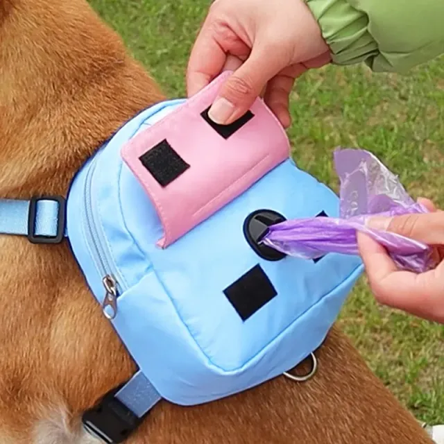 Practical harness with backpack and guide for small and medium dogs