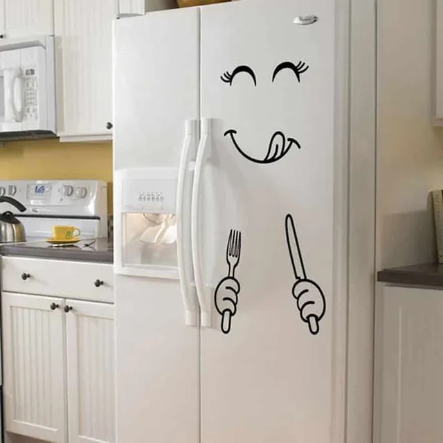 Funny decorative sticker on the refrigerator