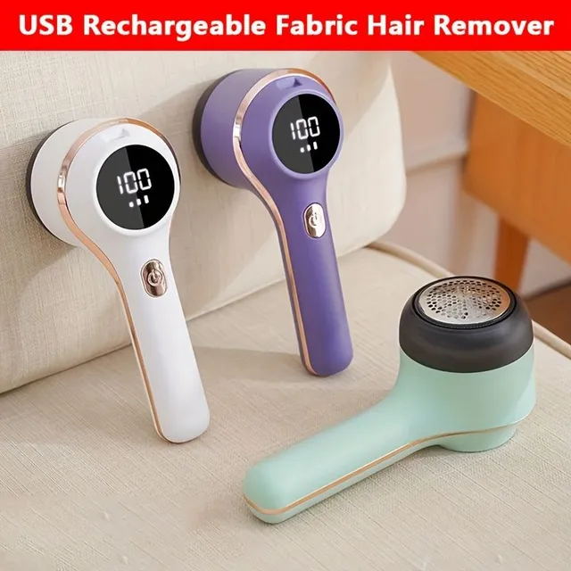 Charging hair remover from USB substances: Portable machine for domestic removal of lumps, hair from sweaters and clothing with fibres