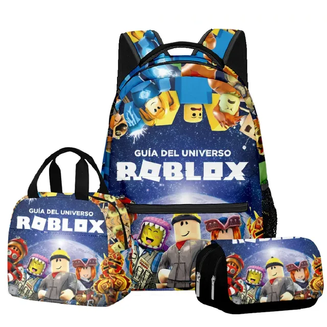 Stylish school set for children - Backpack, pencil case, lunch bag in various Roblox motifs