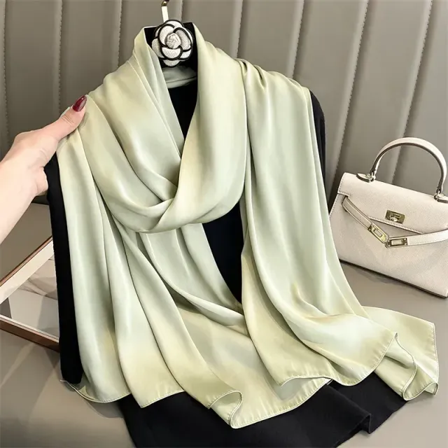 Fashionable satin scarf with a size of 90x180 cm for women