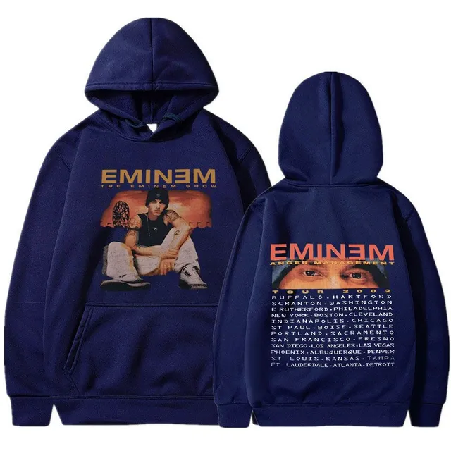 Trends sweatshirt with kangaroo and hood with print of known rapper EMINEM