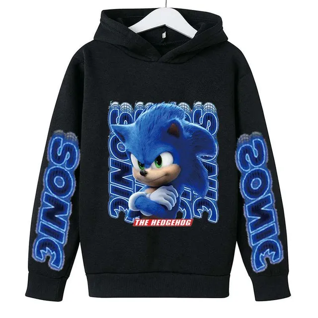 Chlapčenská dizajnová mikina s kapucňou a potlačou Sonic